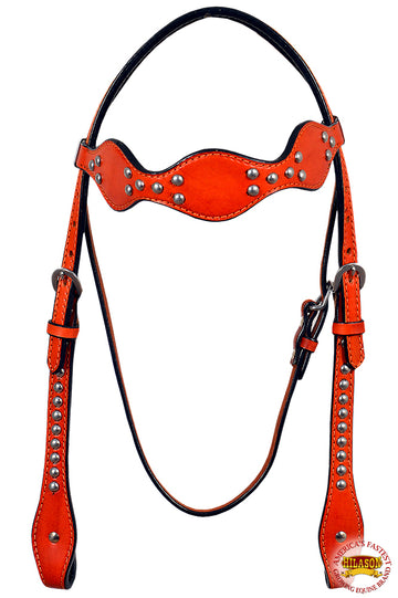 HILASON Western Genuine Leather Horse Headstall Tack Mahogany
